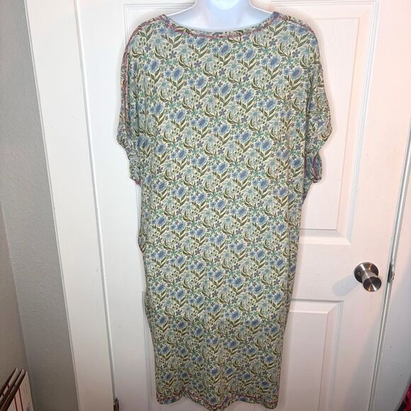 Natural Life Cotton Tee Mini Dress Frankie Knit Blue Floral Tshirt Dress XL NWT - Picture 10 of 13